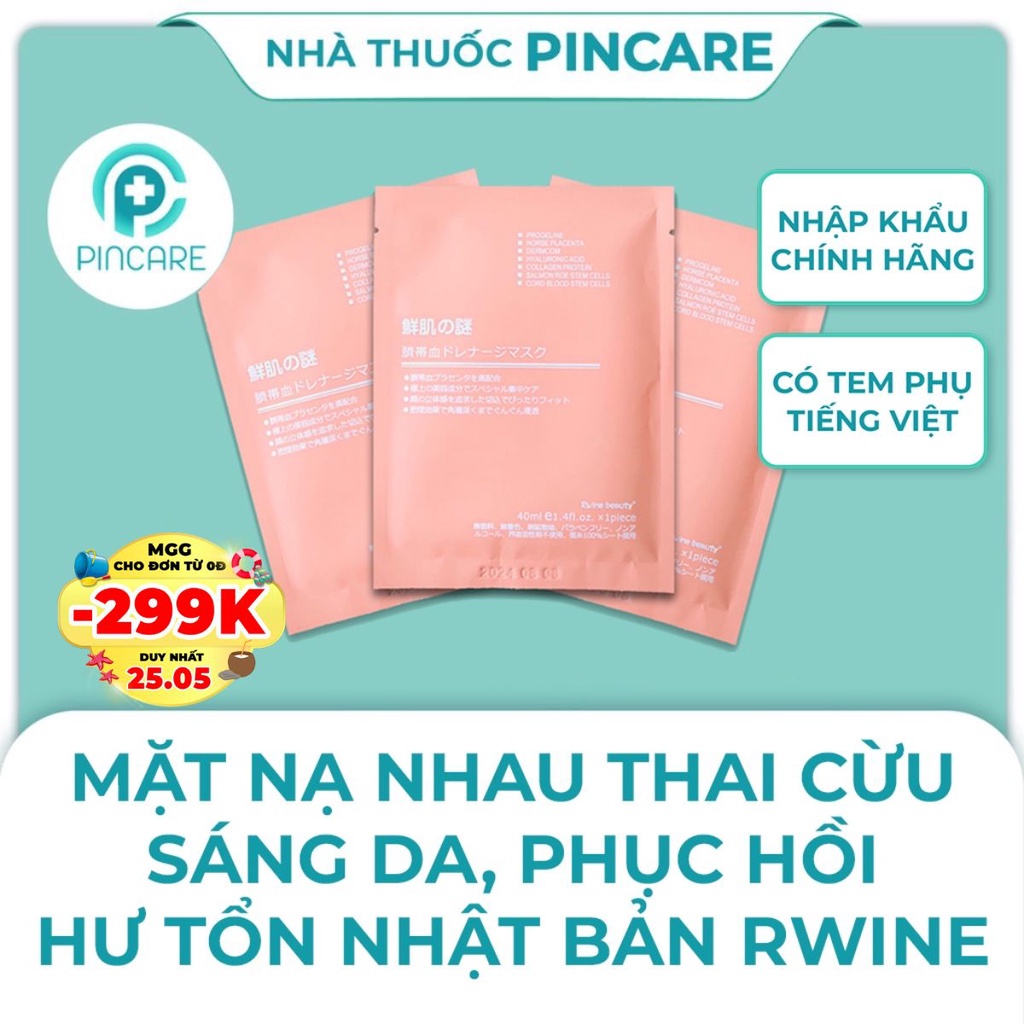 Mặt nạ nhau thai cừu Nhật Bản Rwine Beauty Stem Cell Placenta Mask - Hàng chính hãng - Nhà thuốc PinCare