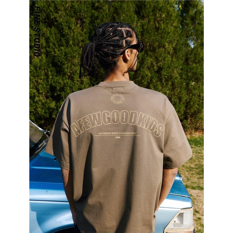 Fine Studio Áo Thun Tay Ngắn Dáng Rộng Màu Trơn Đơn Giản Phong Cách Mỹ Mùa Hè Hàng Mới Dành Cho Cặp Đôi Nam Nữ