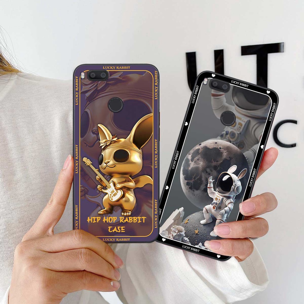 Ốp lưng Xiaomi Mi A1 hình thỏ trắng vàng 3D, gấu nâu, vũ trụ siêu cấp, rẻ bền đẹp