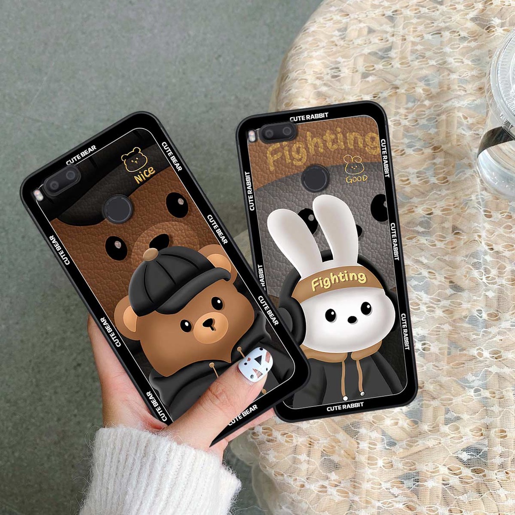 Ốp lưng Xiaomi Mi A1 hình thỏ trắng vàng 3D, gấu nâu, vũ trụ siêu cấp, rẻ bền đẹp