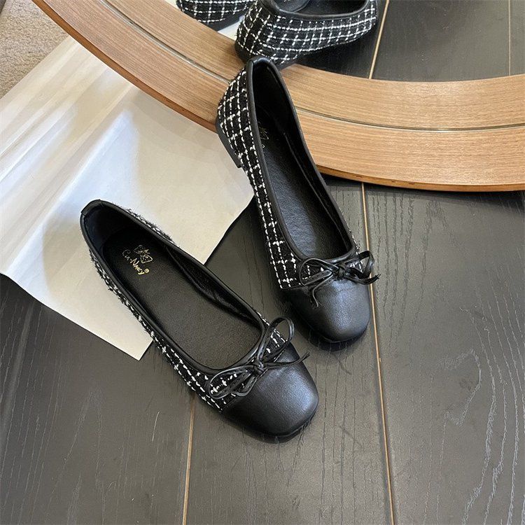 Giày Búp Bê Mũi Vuông Đính Nơ Phong Cách Mới Thời Trang Mùa Hè 2023