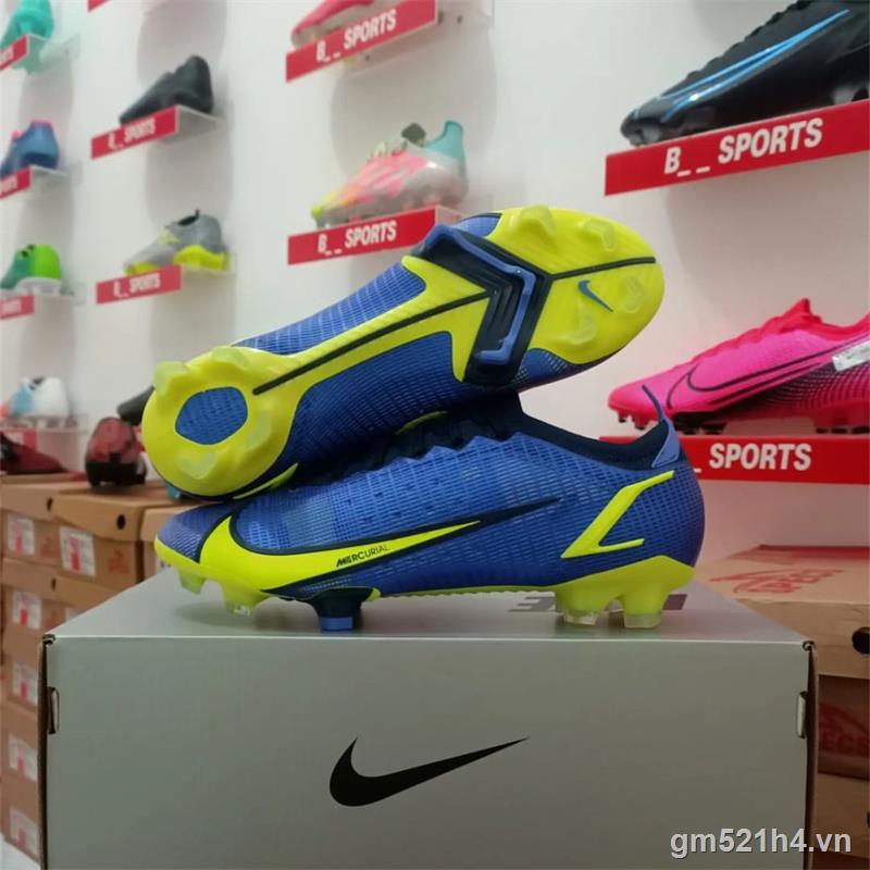 Giày Bốt Đá Bóng Kasut Bola Sepak Mercurial Vapor 14 Elite Màu Trắng Vàng Kim Loại Thoáng Khí Unis