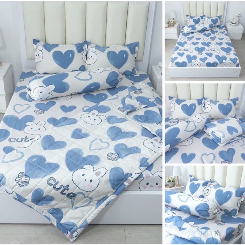 Ga gối cotton poly ,ga kèm gối cotton bo chun bọc đệm size m4/m5/ nhiều mẫu tự chọn