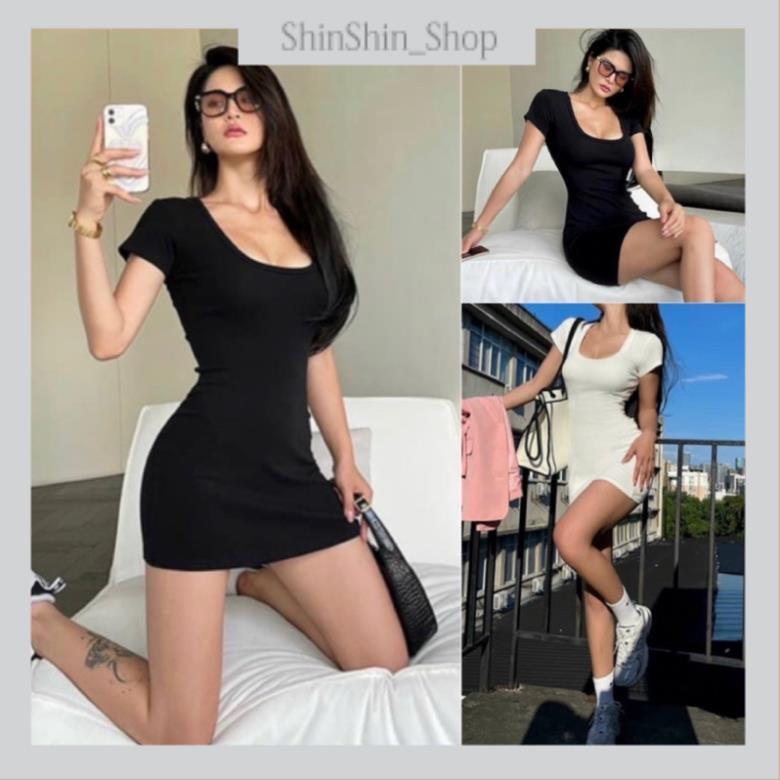 Đầm Gân Body Tay Ngắn Cổ Chữ U D189