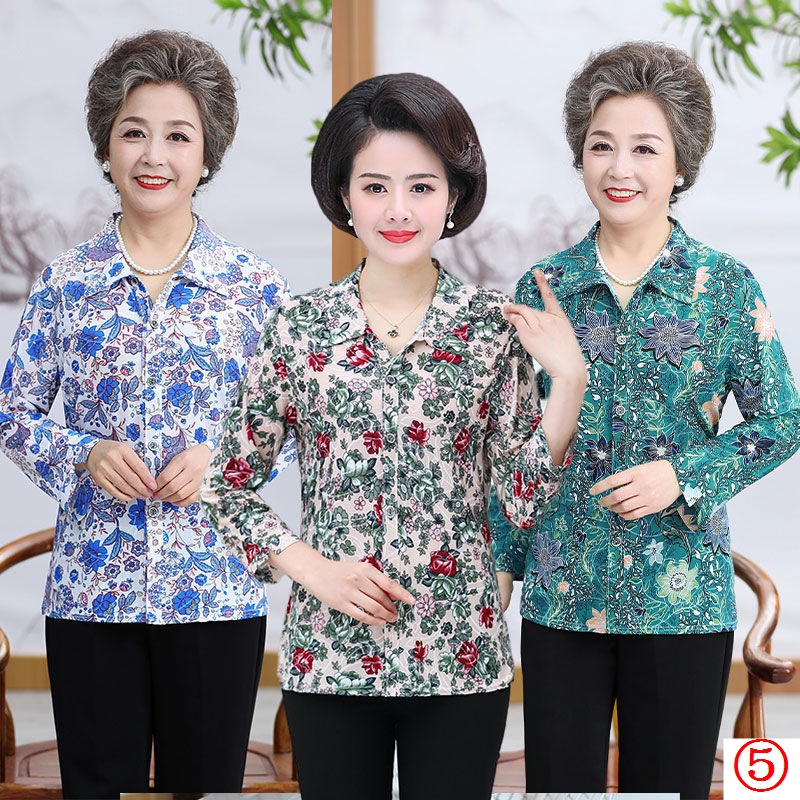 Áo Sơ Mi Lụa Lạnh Cổ Bẻ Thời Trang Xuân Hè 60 Tuổi Mẫu Mới Dành Cho Nữ 7080 Tuổi