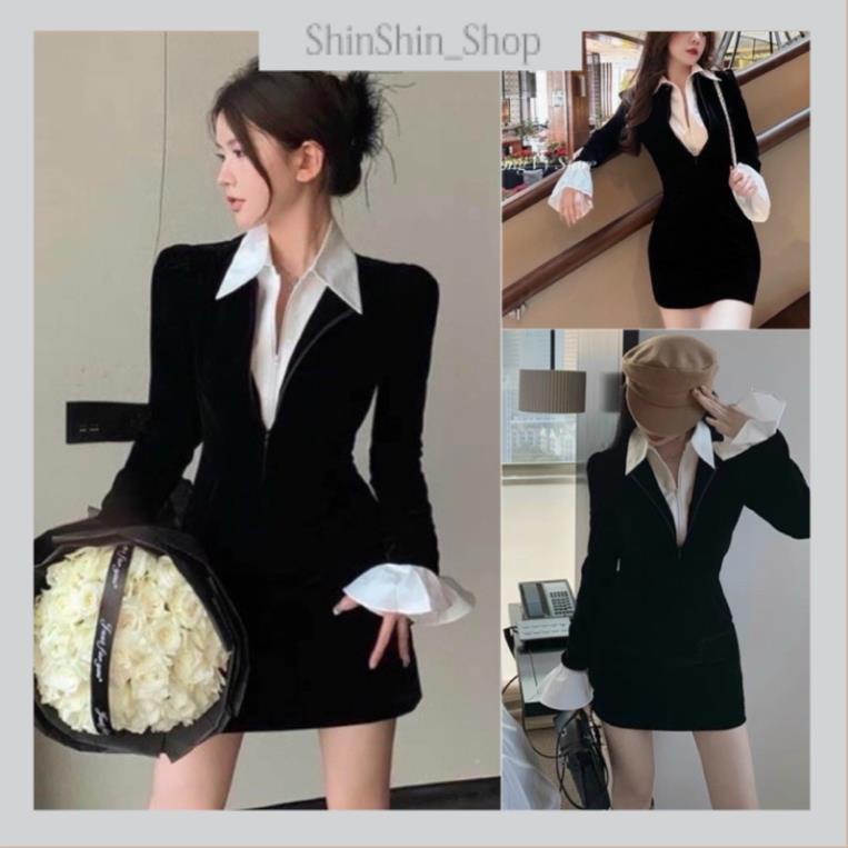 Sản phẩm mới 100% Đầm Kiểu Cổ Sơmi Tay Loe Trắng Nữ Tính D183