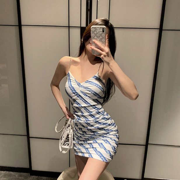 Jiashucheng Đầm Ngắn Hai Dây Ôm Eo Họa Tiết Kẻ Sọc Thời Trang Xuân Hè Kiểu Pháp Cổ Điển Dành Cho Bạn Nữ