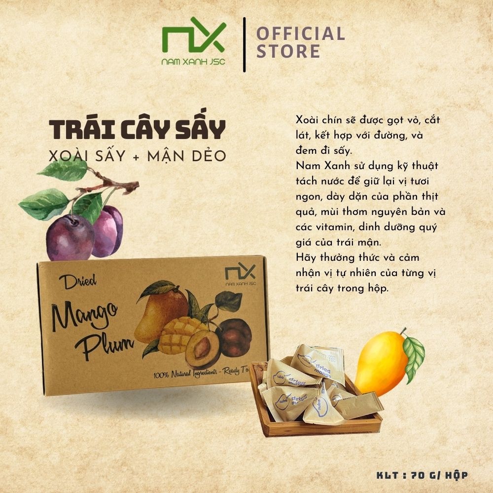 Nam Xanh Trái Cây Sấy Hộp 70G (100G)