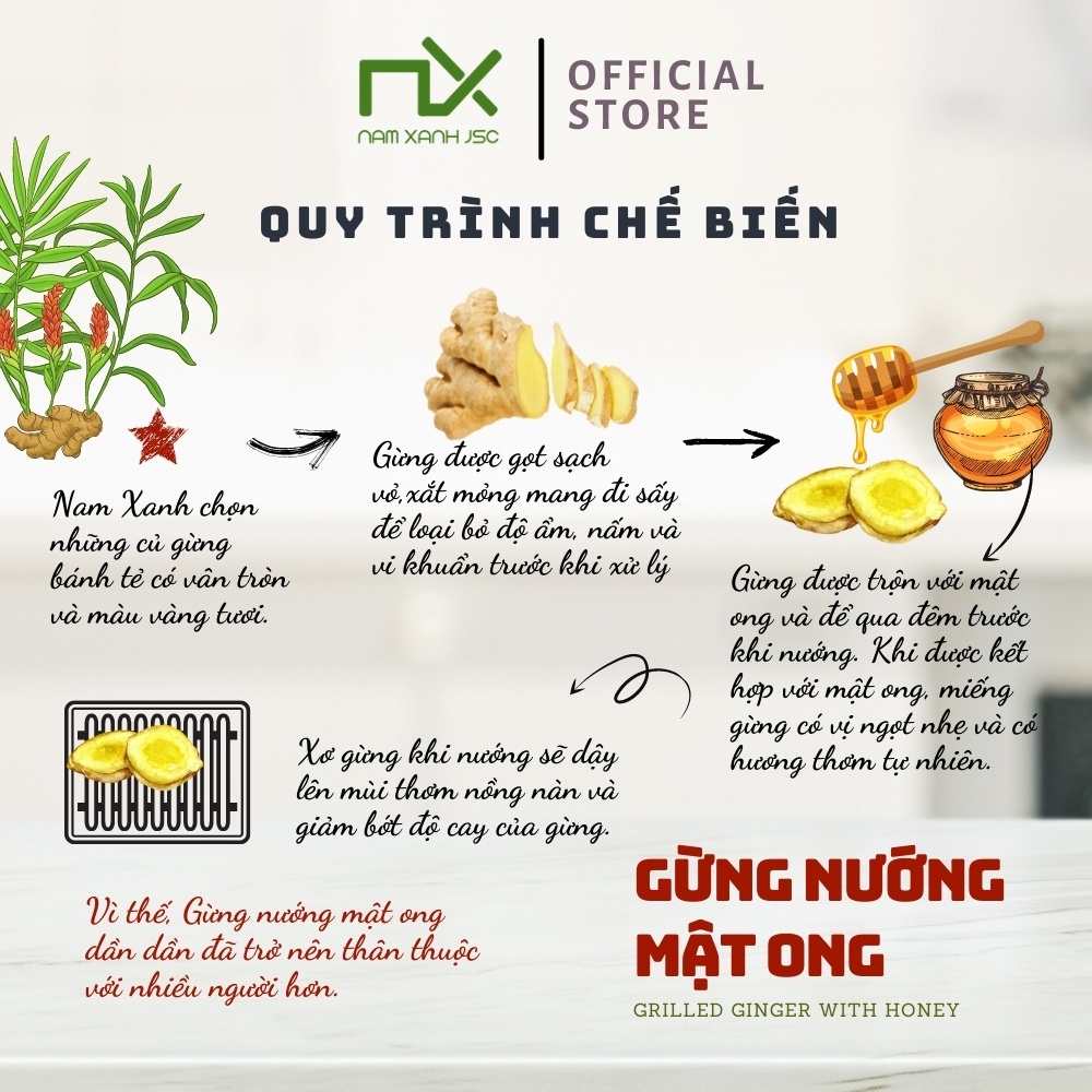 Nam Xanh Túi Gừng Nướng Mật Ong 100 miếng