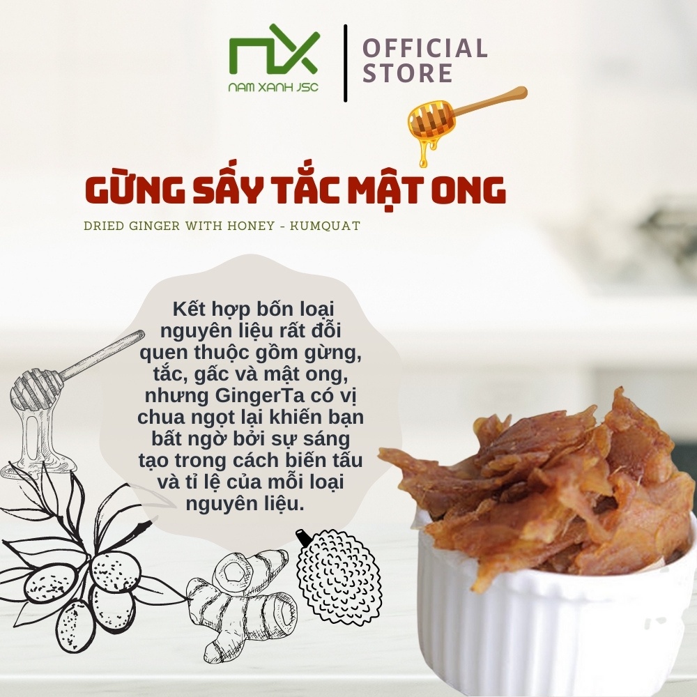 Nam Xanh Gừng sấy tắc mật ong hộp 5 gói 100g