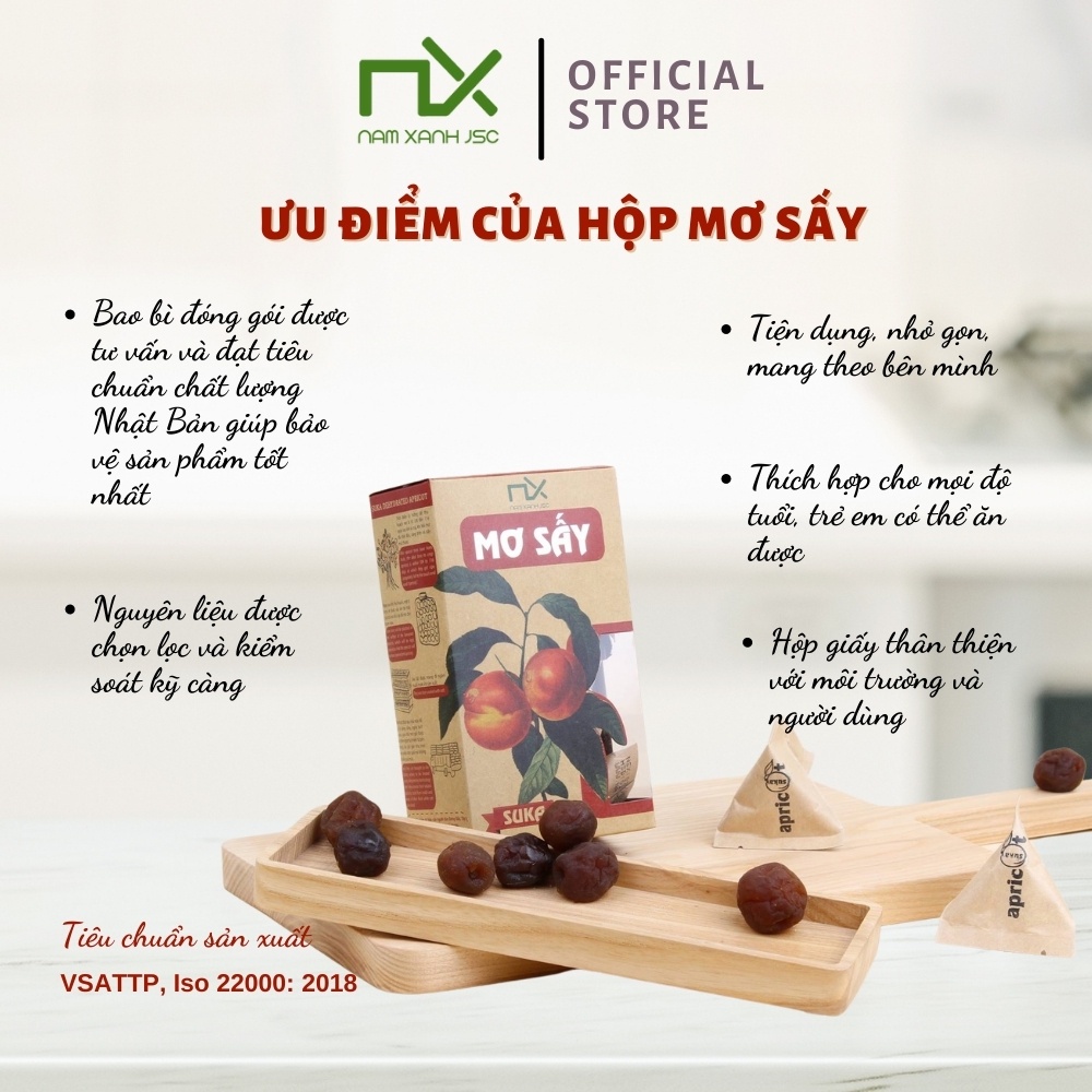 Nam Xanh Mơ Sấy Dẻo Tách Nước Dried apricot Hộp 120g