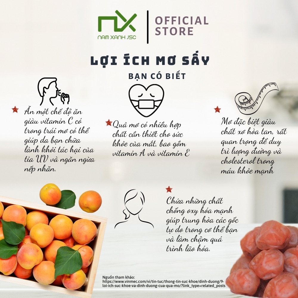 Nam Xanh Mơ Sấy Dẻo Tách Nước Dried apricot Hộp 120g