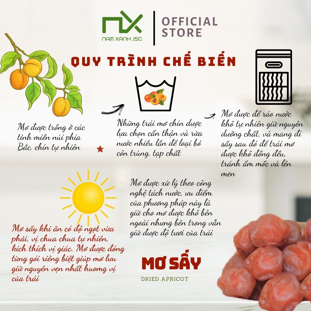 Nam Xanh Mơ Sấy Dẻo Tách Nước Dried Apricot Hộp 120g (140g)