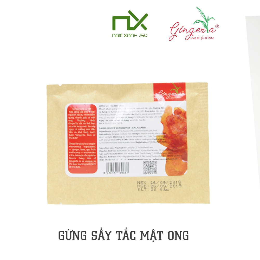 Nam Xanh Gừng sấy tắc mật ong Chua Ngọt Nam Xanh