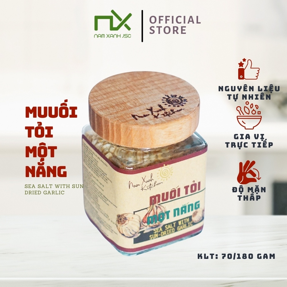 Nam Xanh Muối Tỏi Một Nắng Sea Salt With Sun And Dried Garlic 90G (200G)