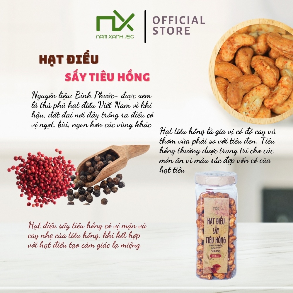 Nam Xanh Hạt Điều Sấy Tiêu Hồng Cashew Nuts Pink Peppers