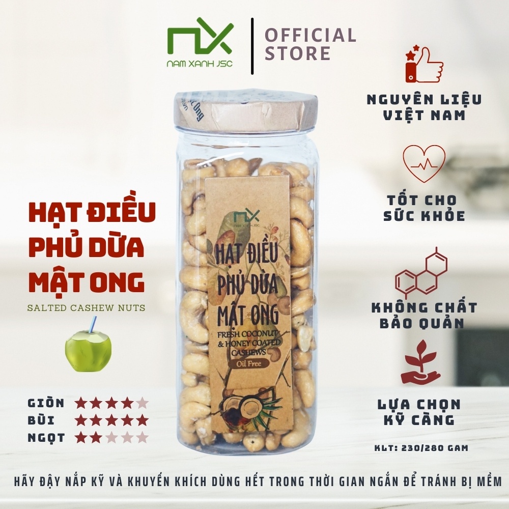 Nam Xanh Hạt Điều Phủ Dừa Mật Ong Cashew Nuts Coconut Honey