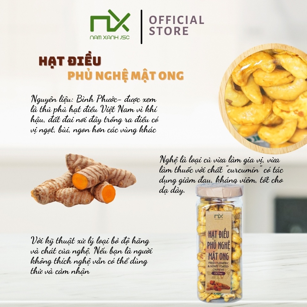 Nam Xanh Hạt Điều Phủ Nghệ Mật Ong Cashew Nuts Turmeric Honey