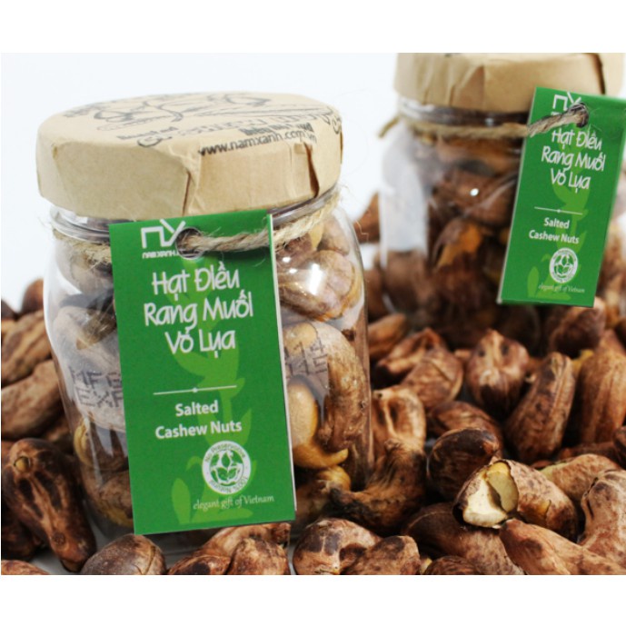 Nam Xanh Hạt Điều Rang Muối Vỏ Lụa Salted Cashew Nuts With Skin 80G (100G)
