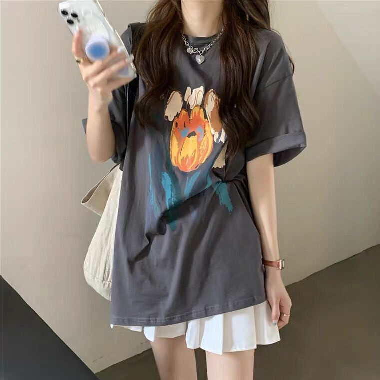 Jiashucheng Áo Thun Tay Ngắn Dáng Rộng Phong Cách Preppy Mới Cho Nữ Sinh