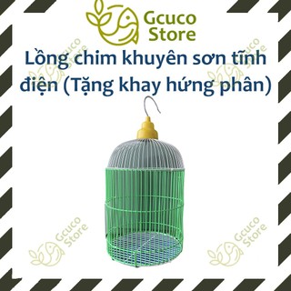 Lồng chim khuyên, lồng chim hút mật sơn tĩnh điện (Tặng khay hứng phân)
