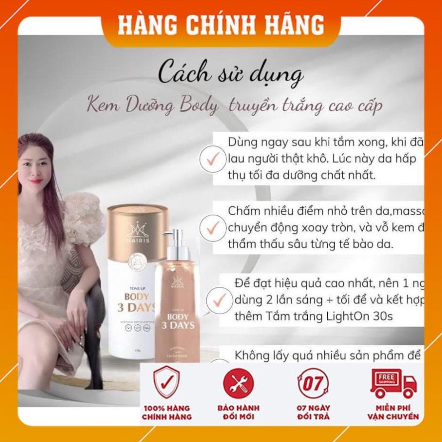 Body Truyền Trắng Tone Up 3 Days Mairis Chính Hãng, Trắng Bật Tone Sau 3 Ngày, Chống Nắng SPF 40+