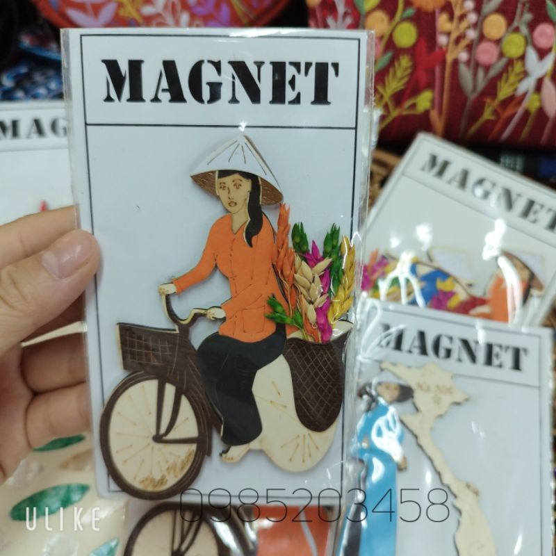 Nam châm hít tủ lạnh hình cô gái áo dài gắn lúa, phòng cảnh Việt Nam - magnet