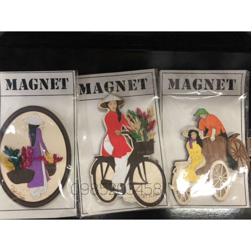 Nam châm hít tủ lạnh hình cô gái áo dài gắn lúa, phòng cảnh Việt Nam - magnet