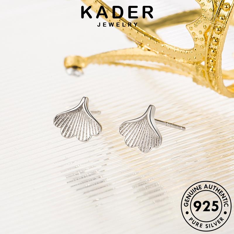 Kader JEWELRY Ginkgo Nữ Stud Bạc Cá Tính 925 Bông Tai Biloba Kim Cương Moissanite Original E315