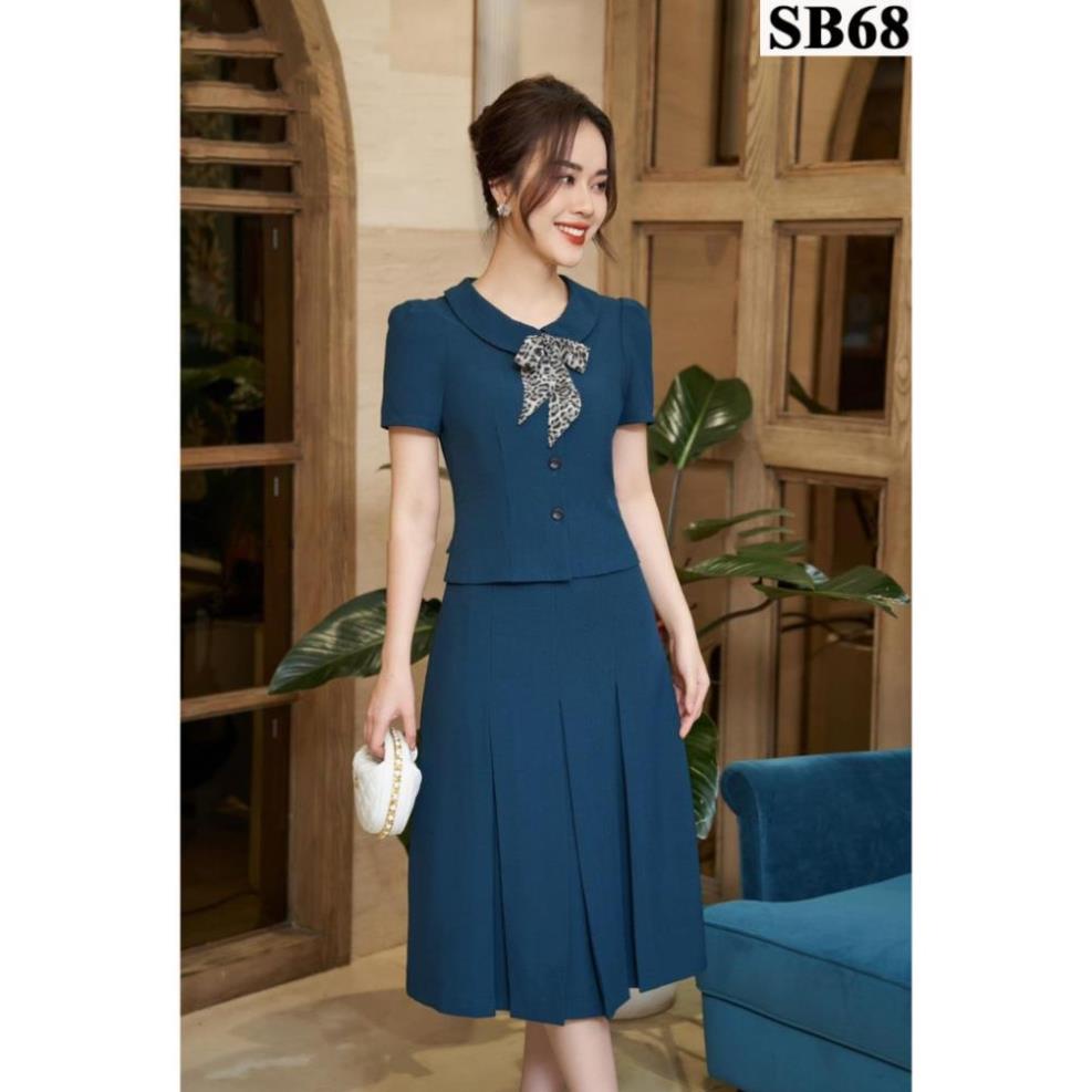 Sét Áo Công Sở Kèm Chân Váy Xòe Hàng Thiết Kế Chất Liệu Cao Cấp, Đủ Size, Chân Váy Xếp Ly Mix Nơ Trước Ngực