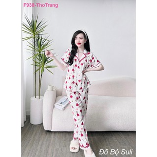 Bộ pijama lụa latin cao cấp dài dễ thương f938 - đồ bộ suli