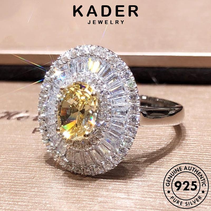 Kader JEWELLY 925 Nhẫn Nữ Hình Bầu Dục Nguyên Bản Citrine Bạc Sang Trọng R1039