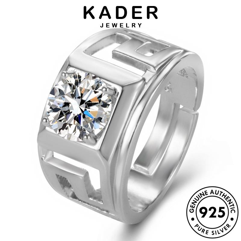 Kader JEWELLY Vuông Nguyên Bản Nhẫn Kim Cương Nam Moissanite Cổ Điển Bạc 925 R992