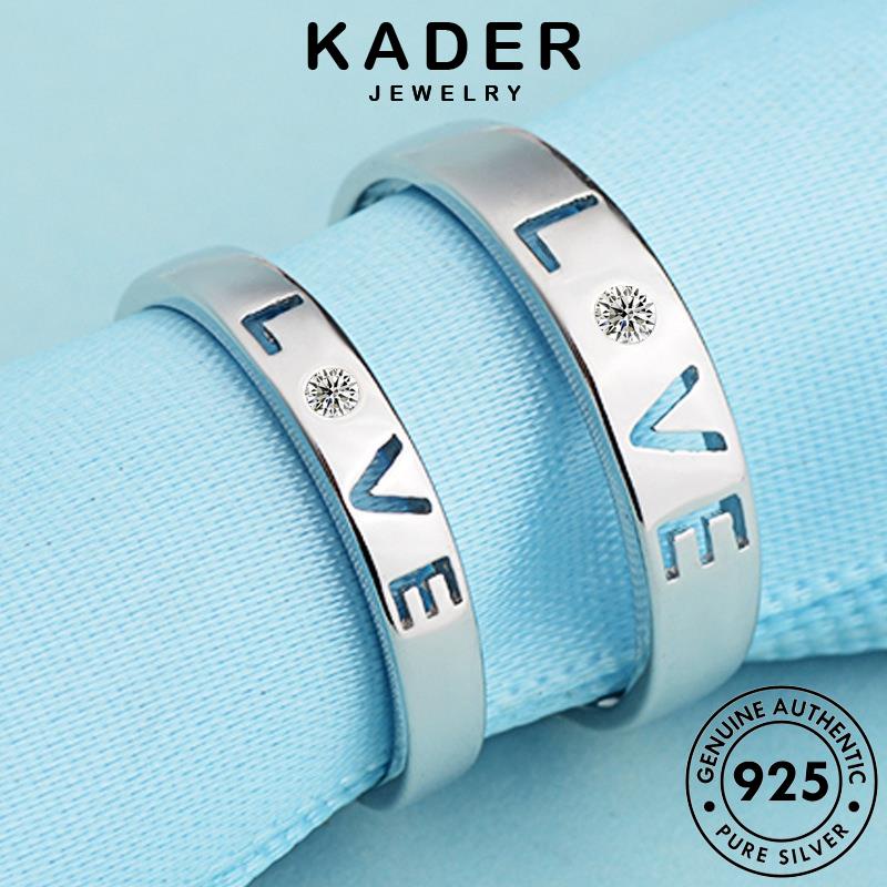 Kader JEWELLRY Nhẫn Tình Yêu Kim Cương Bạc 925 Cặp Đôi Chữ Cái Moissanite Nguyên Bản R1571