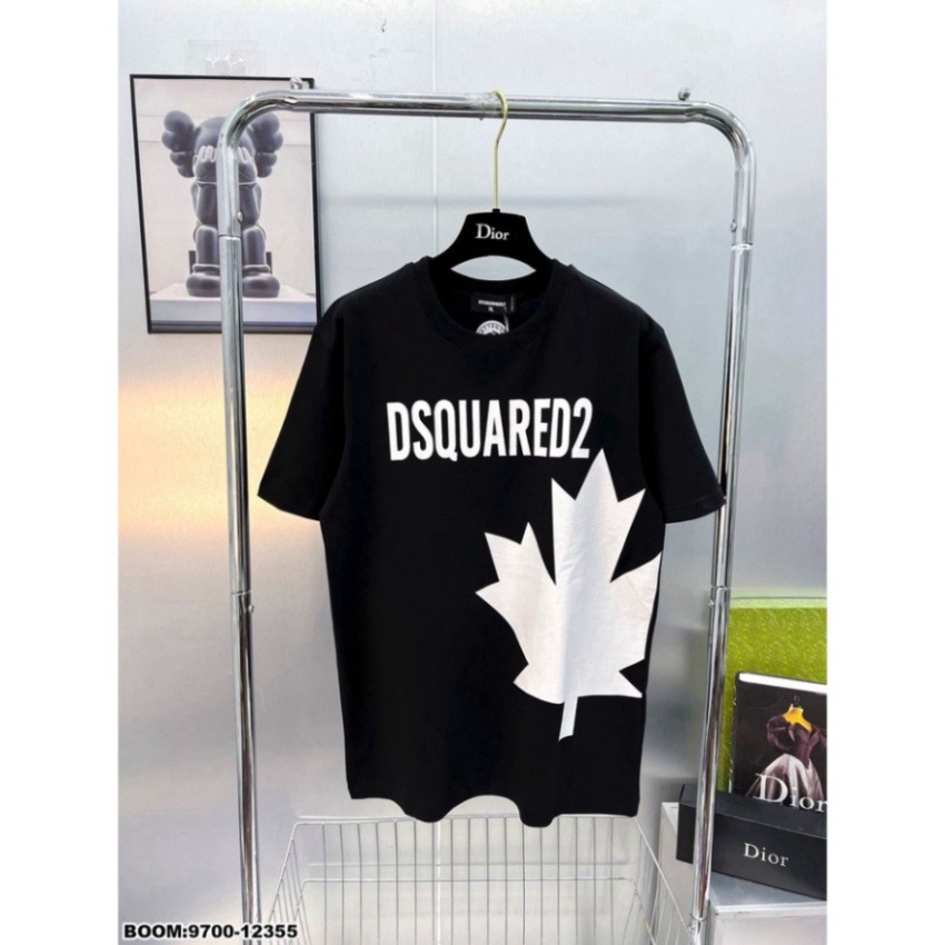 Áo Phông DSQ Nam In Logo Hình Chiếc Lá Siêu Đẹp - Áo Thun DSQ Nam In Chữ Siêu Nét Lá Chữ