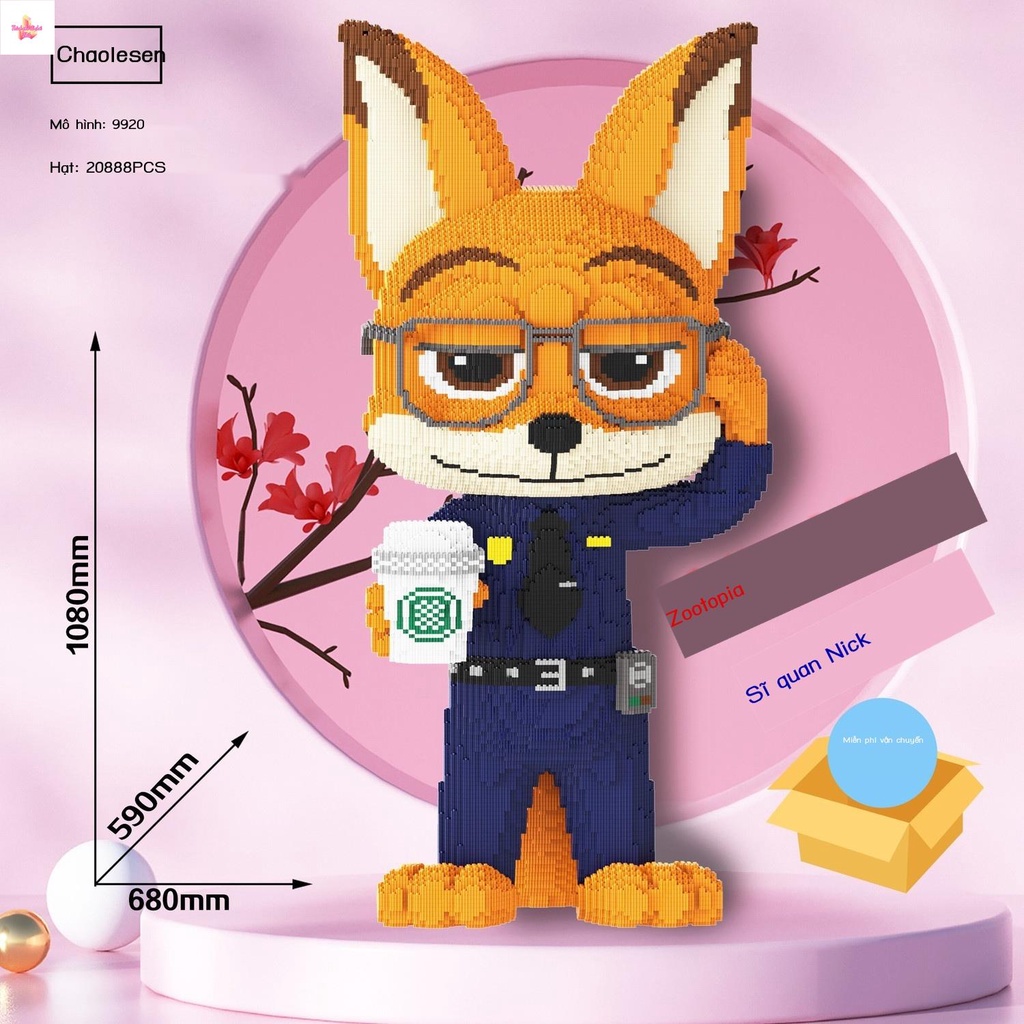 Tương thích với Zootopia Nick Judy Sĩ Quan Cảnh Sát Thỏ Khối Xây Dựng Giáo Dục Người Lớn Chính Tả Chèn