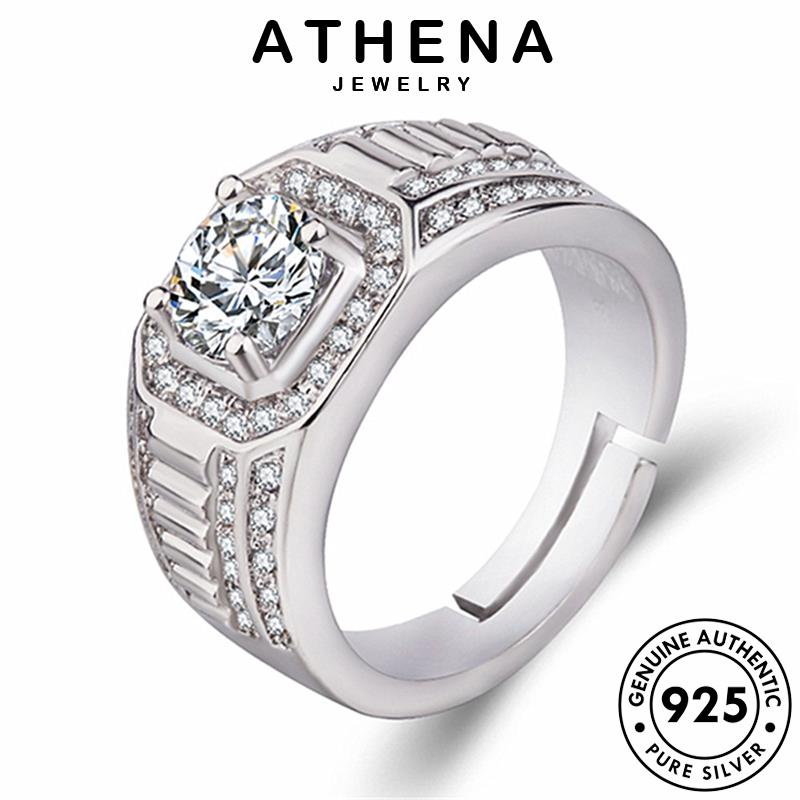 Athena JEWELRY Nhẫn Bạc Kim Cương Moissanite Nam Nguyên Bản 925 Đơn Giản R1635