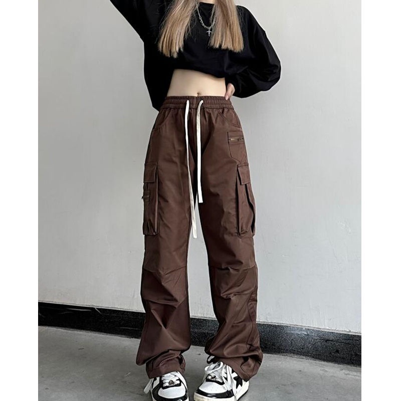 Jiashucheng Quần Yếm Dáng Suông Lưng Cao Ống Đứng Dễ Phối Đồ Phong Cách Hàn Quốc Mới Cho Nữ