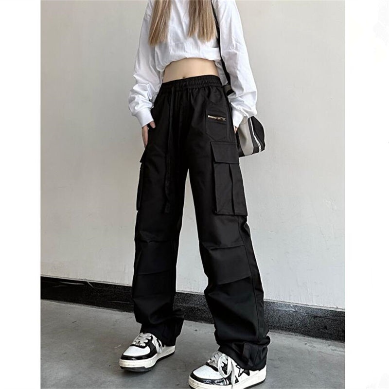 Jiashucheng Quần Yếm Dáng Suông Lưng Cao Ống Đứng Dễ Phối Đồ Phong Cách Hàn Quốc Mới Cho Nữ