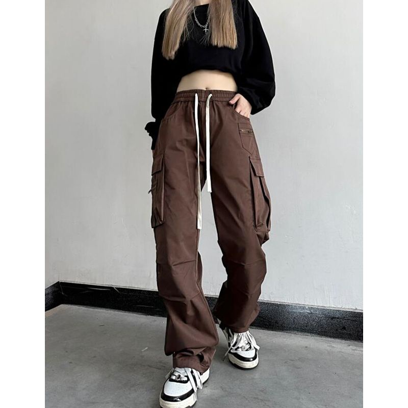 Jiashucheng Quần Yếm Dáng Suông Lưng Cao Ống Đứng Dễ Phối Đồ Phong Cách Hàn Quốc Mới Cho Nữ