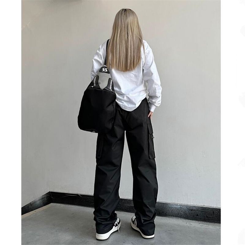 Jiashucheng Quần Yếm Dáng Suông Lưng Cao Ống Đứng Dễ Phối Đồ Phong Cách Hàn Quốc Mới Cho Nữ