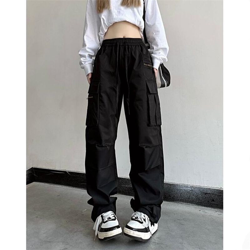 Jiashucheng Quần Yếm Dáng Suông Lưng Cao Ống Đứng Dễ Phối Đồ Phong Cách Hàn Quốc Mới Cho Nữ