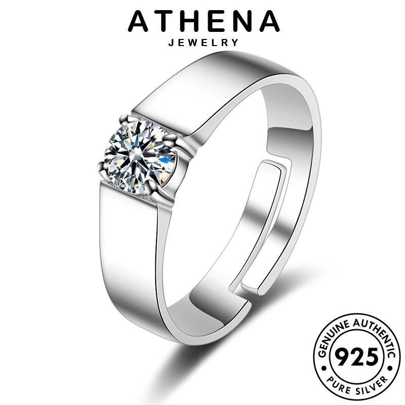 Athena JEWELLY Nhẫn Nguyên Bản Nam Moissanite Cổ Điển Kim Cương Bạc 925 R372