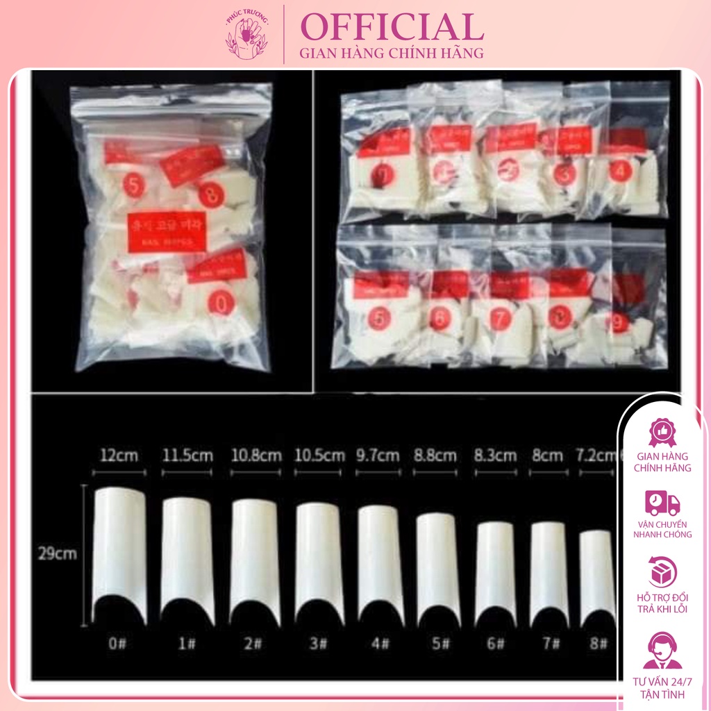 Móng nối form tre cho đắp bột, đắp gel.  bịch 500 móng