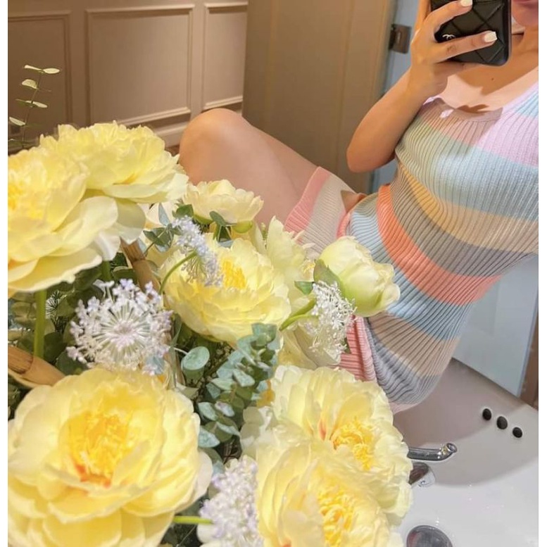 Đầm body thun sọc cầu vồng