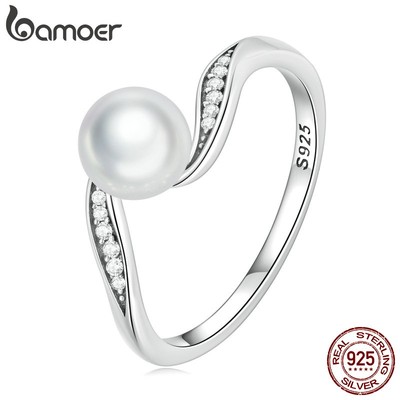 BAMOER Nhẫn Vỏ ỐC bạc 925 Đơn GiảN