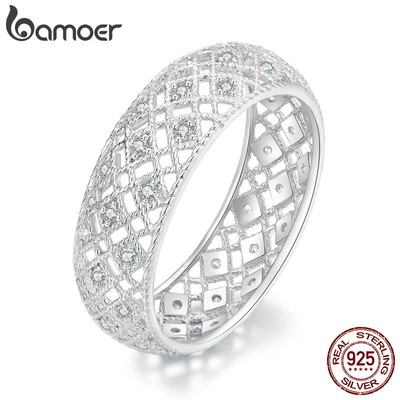 BAMOER Nhẫn Bạc 925 ThờI Trang Cho Nam Nữ