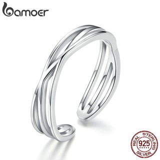 Nhẫn đính hôn Bamoer làm từ bạc thời trang thanh lịch cho nữ