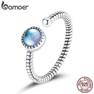 Nhẫn Bamoer SCR698 bằng bạc 925 thật đính đá mặt trăng tổng hợp cao cấp cho nữ