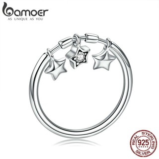 Nhẫn BAMOER bằng bạc 925 mặt hình ngôi sao lấp lánh xinh xắn